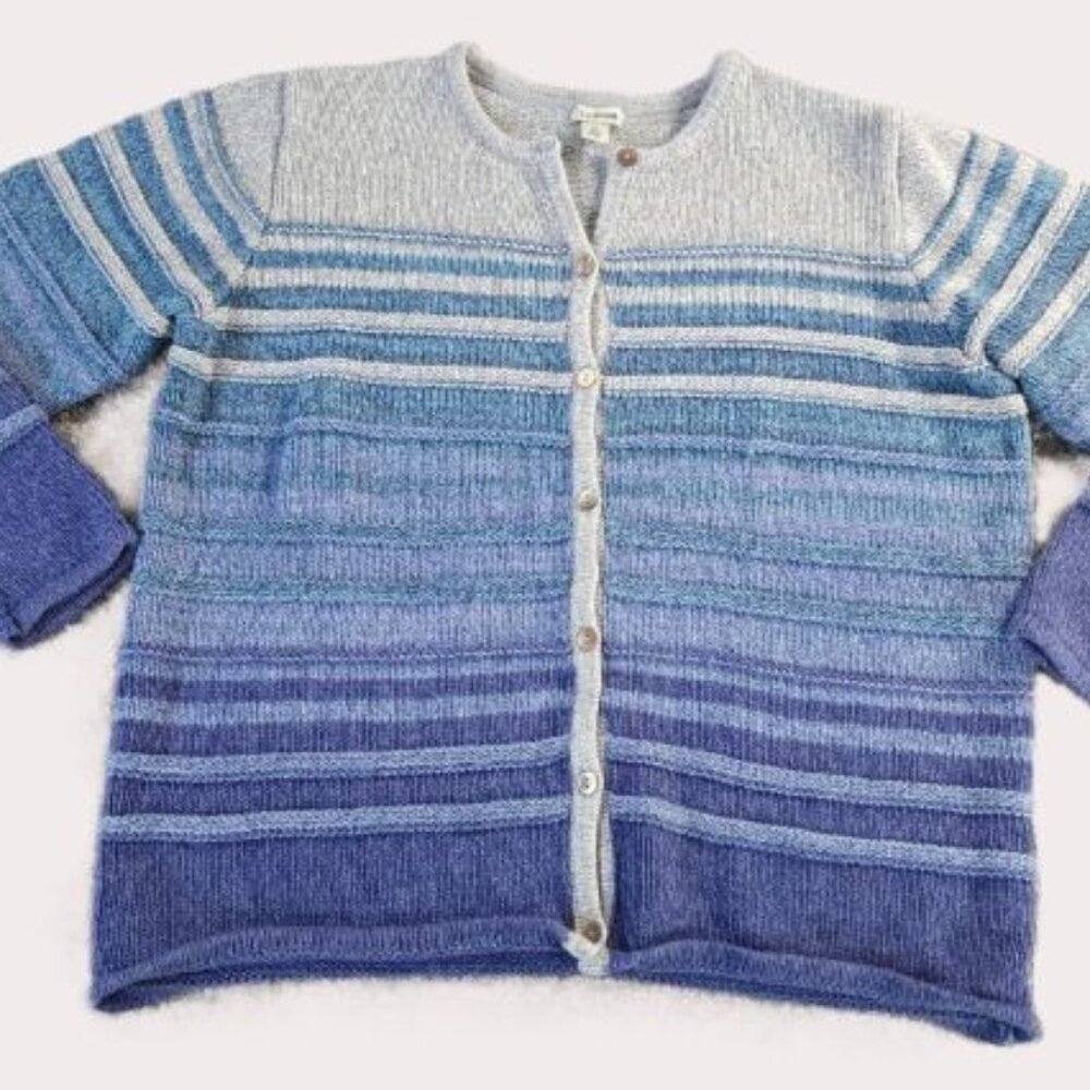 L.L. Bean ~ Striped Button-Down Cardigan Sweater ~ XL petite